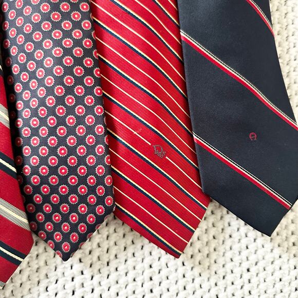 Bundle Lot Set 5 Designer Men Ties Christian Dior Roots Etienne Aigner Slim - Picture 4 of 7